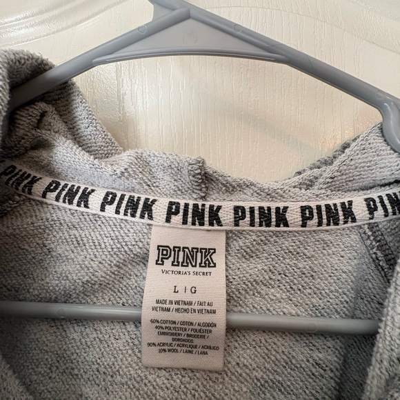 PINK Victoria's Secret Women's Heathered Gray Hoodie - Picture 3 of 3